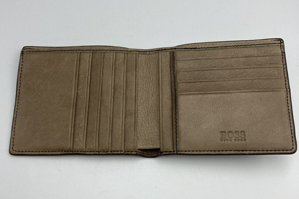 HUGO BOSS ヒューゴボス 牛革 2つ折り財布 中古 レザー メンズ 札入れ コンパクト