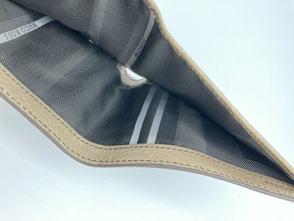 HUGO BOSS ヒューゴボス 牛革 2つ折り財布 中古 レザー メンズ 札入れ コンパクト
