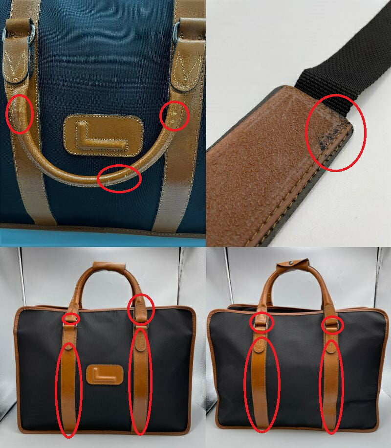 ランセル ナイロン レザー ボストンバッグ 中古 LANCEL 鞄 本革 ショルダー 肩掛け ハンド ビンテージ ビジネス