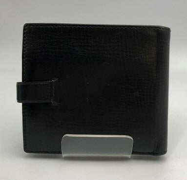 GUCCI グッチ レザー 2つ折り 財布 中古 ブランド メンズ ブラック ウォレット ミニ シンプル 黒
