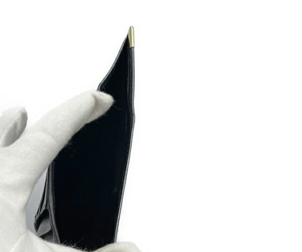 Yves Saint Laurent レザー 三つ折り財布 中古 イブサンローラン 本革 コンパクト 小さめ がま口 ブランド