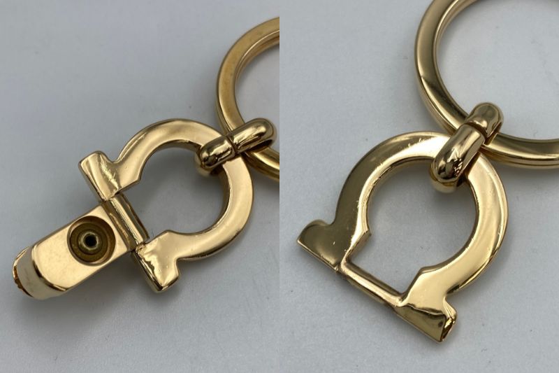 Salvatore Ferragamo ガンチーニ ダブルキーリング 中古 フェラガモ キーホルダー ゴールド サルバトーレ