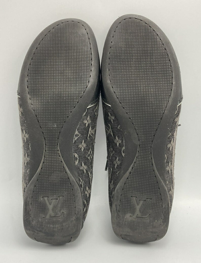 LOUIS VUITTON モノグラム デニムスニーカー 36(約22.5cm) ブラック 中古 ルイヴィトン レディース 刺繍 ローカット
