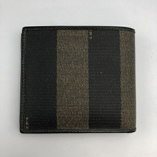 FENDI フェンディ ぺカン 2つ折り財布 中古 ブランド レザー メンズ ミニ ウォレット ブラック カーキ