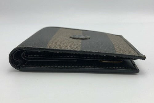 FENDI フェンディ ぺカン 2つ折り財布 中古 ブランド レザー メンズ ミニ ウォレット ブラック カーキ