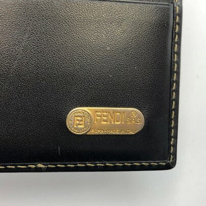 FENDI フェンディ ぺカン 2つ折り財布 中古 ブランド レザー メンズ ミニ ウォレット ブラック カーキ