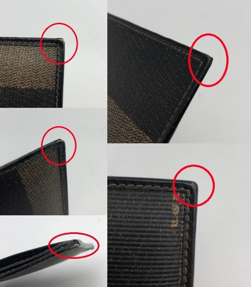 FENDI フェンディ ぺカン 2つ折り財布 中古 ブランド レザー メンズ ミニ ウォレット ブラック カーキ