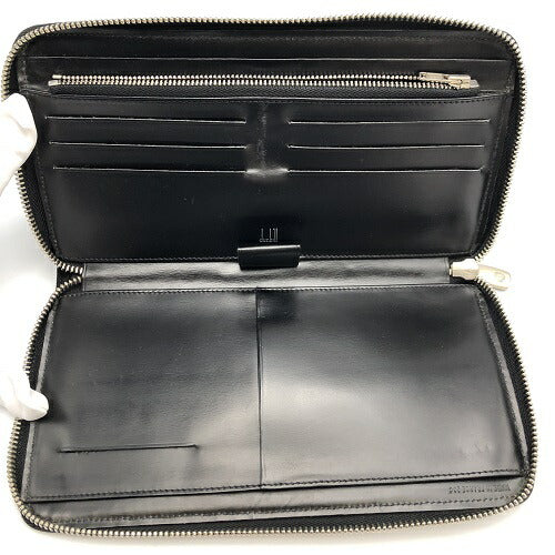 Dunhill ダンヒル キャンバス ラウンドファスナー オーガナイザー 中古 ブランド マルチケース トラベルケース 長財布 レザー ブラック