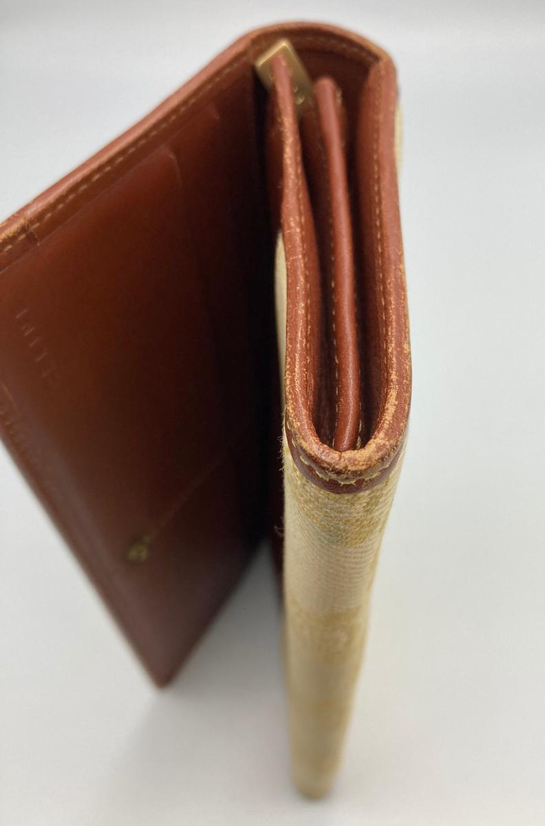 CELINE セリーヌ マカダム 2つ折り長財布 キャンバス 中古 イエロー レディース 2つ折り 黄色