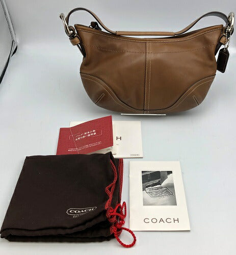 COACH コーチ レザー セミショルダー バッグ 9541 中古 ハンドバッグ ブランド レディース シンプル ブラウン 小さめ