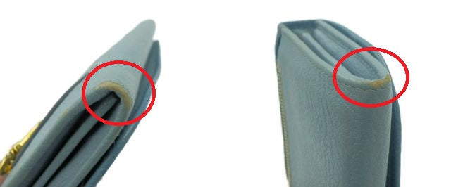 miu miu Wホック リボン レザー 本革 長財布 中古 1