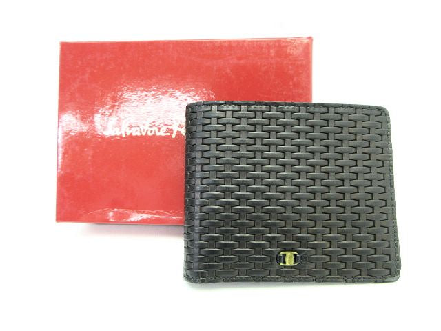 Ferragamo/フェラガモ ヴァラ 編み込み二つ折り札入れ 中古 1