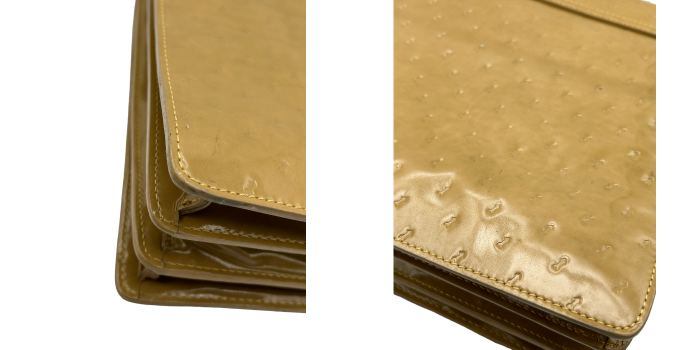 GOLD PFEIL ゴールドファイル エナメル パテントレザー ハンドバッグ 鞄 レディース マスタード 中古 W4