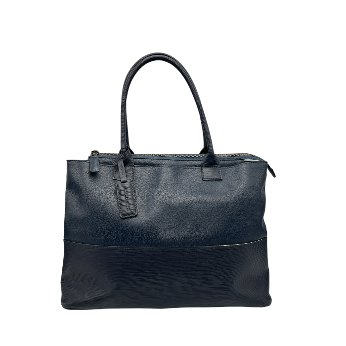 MOTHERHOUSE マザーハウス トートバッグ 鞄 レザー 本革 ネイビー 花柄 通勤 お出かけ 中古 W4