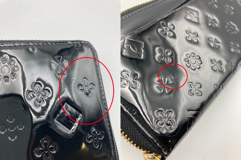 renoma PARIS レノマ エナメル 牛革型押し ラウンドファスナー長財布 中古 4