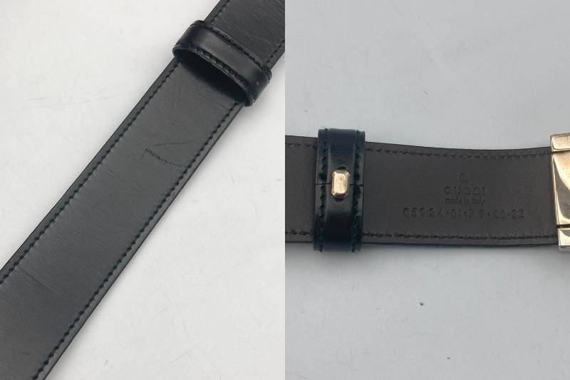 【中古】 GUCCI グッチ レザーベルト 75.5~80.5cm 05924 ブラック D4