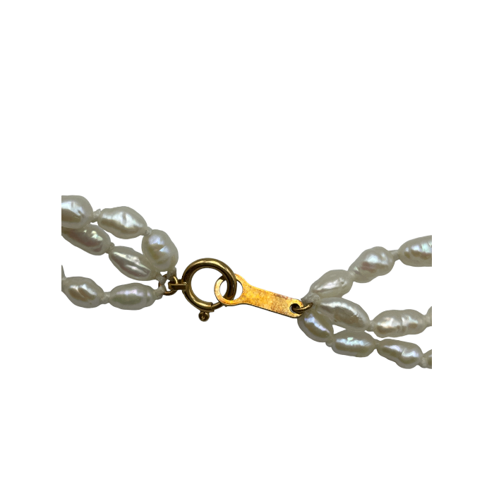K18 淡水パール 3連 ネックレス 19.43g 真珠 レディース アクセサリー イエローゴールド 中古 W4