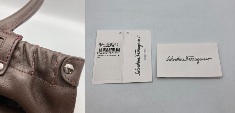 Salvatore Ferragamo サルヴァトーレ・フェラガモ ステッチ レザーハンドバッグ AQ-21 4844 中古 4