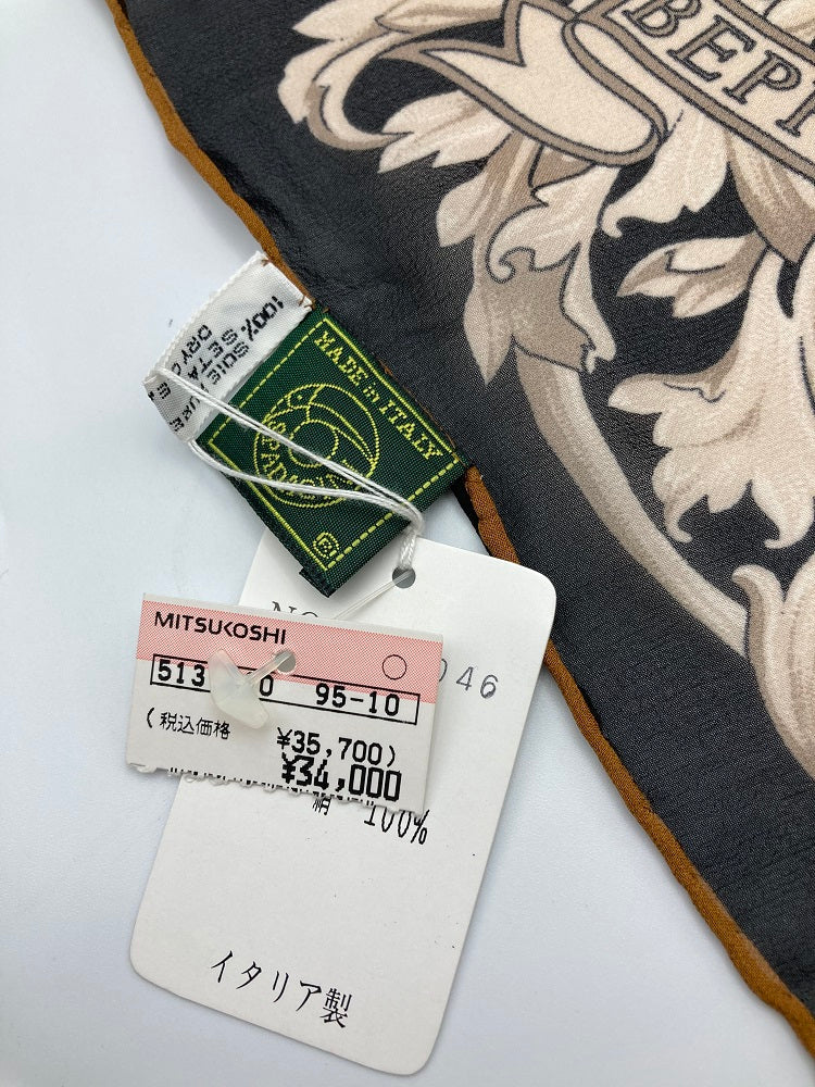 BEPPE SPADACINI ベッぺ スパダチーニ 大判 シルクスカーフ オオハシ 総柄 中古 4