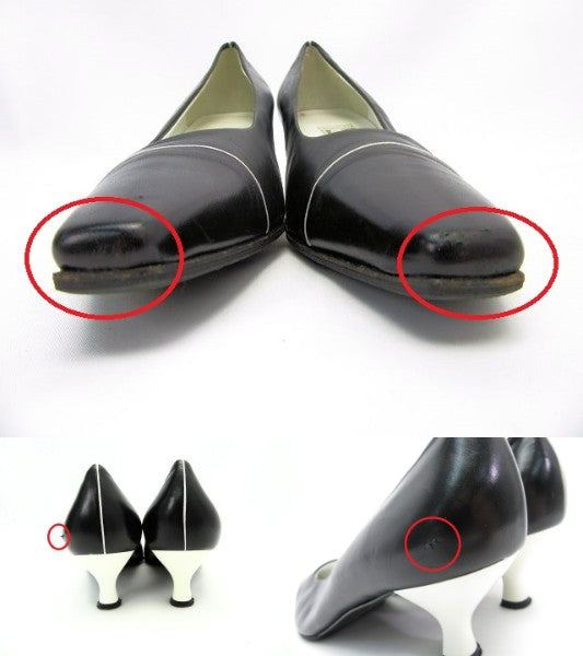 Salatore Ferragamo/サルヴァトーレ フェラガモ モノトーンレザーパンプス 約25cm 中古 1