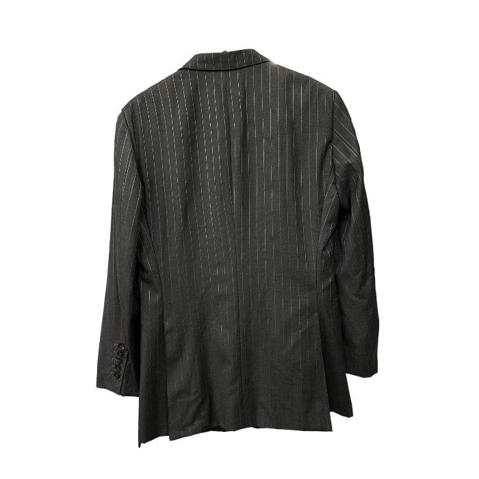 GUCCI グッチ スーツ ストライプ シングル ジャケット メンズ 48 グレー 二つボタン ウール フォーマル 中古 W4
