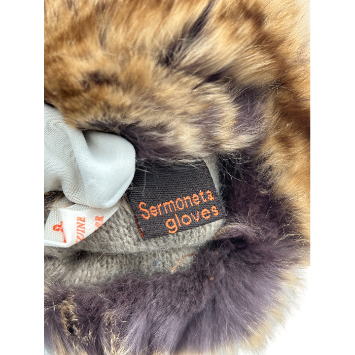 Sermoneta gloves サーモネータ グローブ レザー カシミヤ 手袋 レディース 冬 おしゃれ かわいい ブラウン 中古 W4