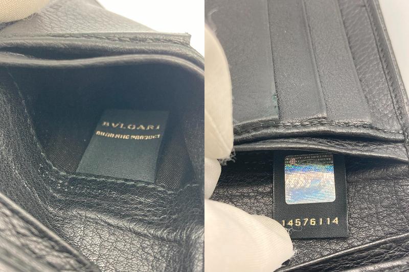 BVLGARI ブルガリ アーバン 2つ折り財布 小銭入れ無し カーフ ブラック 33401 中古 4