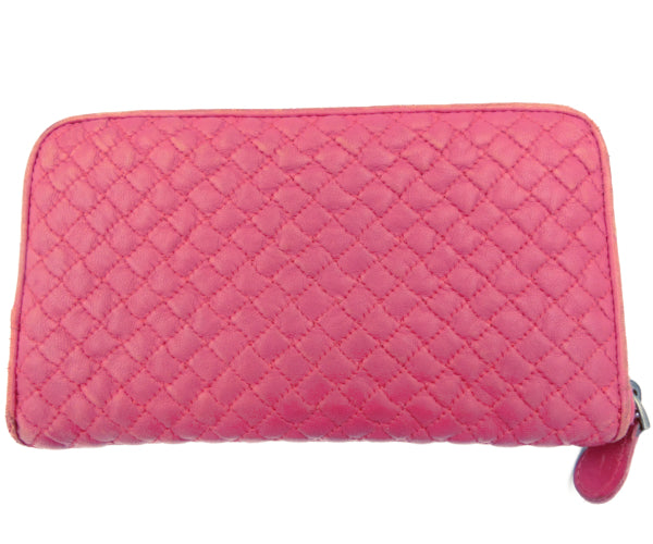 BOTTEGA VENETA/ボッテガヴェネタ キルティング レザー ラウンドファスナー 長財布 中古 1