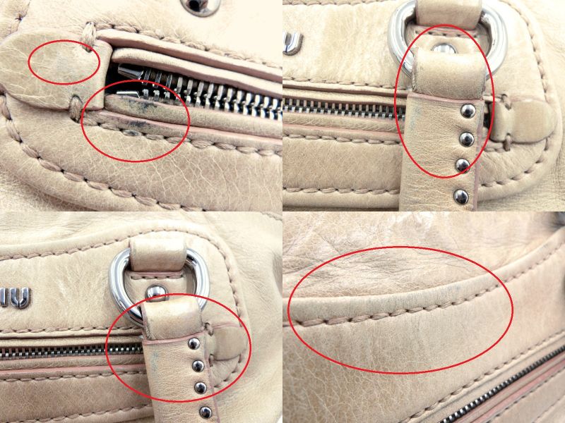 miu miu ミュウミュウ ハートチャーム レザー ハンドバッグ 中古 1