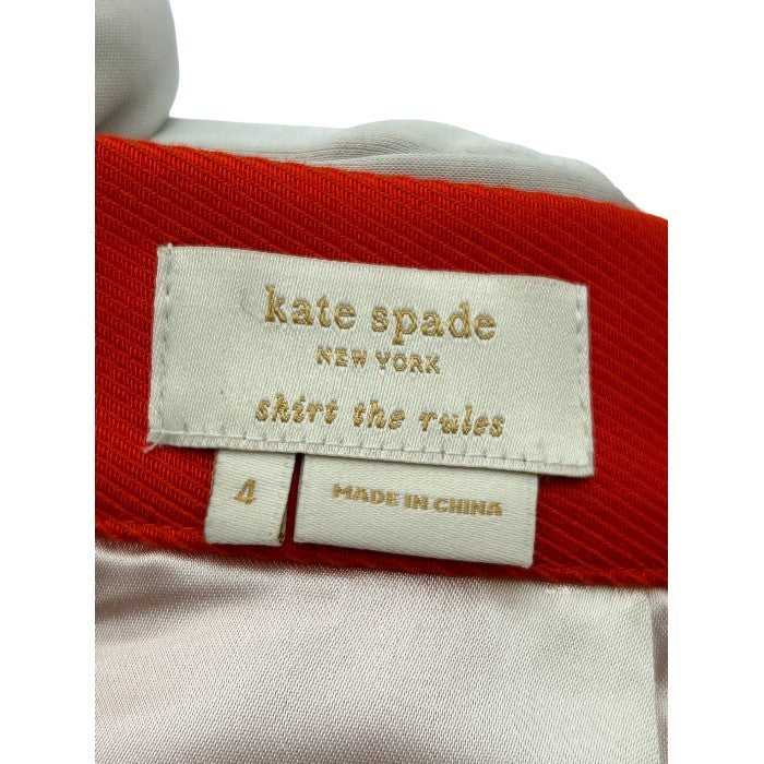 kate spade ケイトスペード リボン スカート 024-220040 4 レディース オレンジ ホワイト かわいい 中古 W4