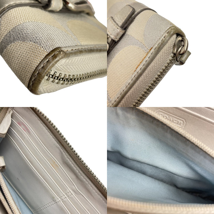 COACH コーチ シグネチャー ラウンドファスナー長財布 ホワイト 中古 1