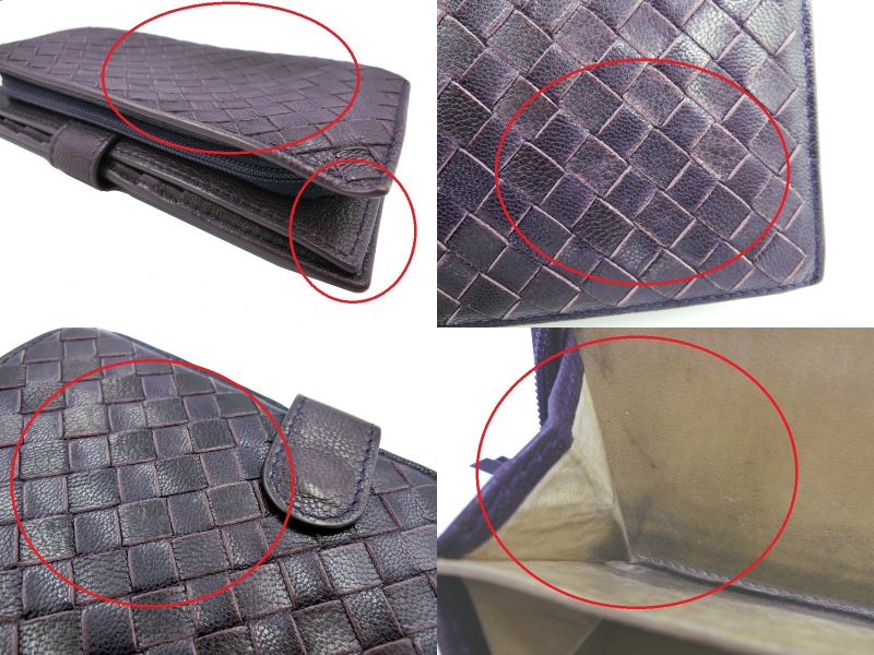 BOTTEGA VENETA/ボッテガヴェネタ イントレチャート レザー 二つ折り長財布 中古 1