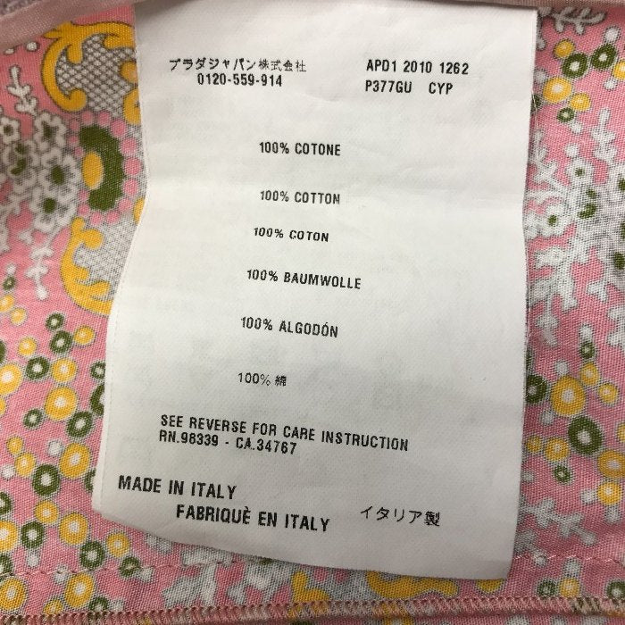 PRADA プラダ ワンピース レディース 春夏 ノースリーブ 花柄 ひざ丈 ピンク/イエロー/グリーン 42(約Lサイズ) 中古 KW1