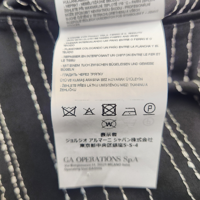 EMPORIO ARMANI エンポリオアルマーニ ストライプステッチ テーパードパンツ A1PWI0 A1095 メンズ 46 ブラック 薄手 春秋 中古 1