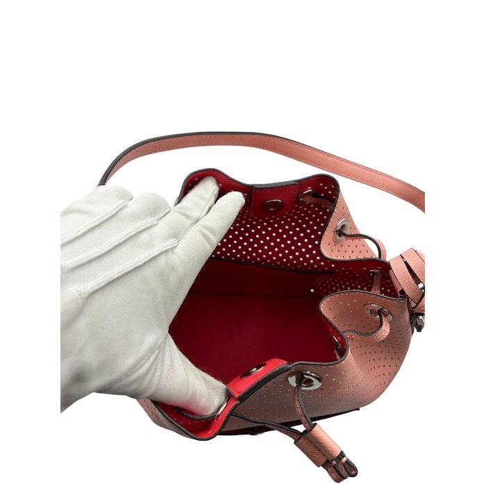 MICHAEL KORS マイケルコース レザー 巾着 ショルダーバッグ ピンク 30S6SGRM2O 2WAY 鞄 パンチング 斜め掛け 肩掛け レディース 中古 W4