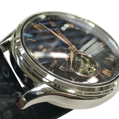 SEIKO PRESAGE プレザージュ SARY187 腕時計 メンズ 自動巻き アナログ Basic Line Japanese Garden レザーバンド シルバー/ネイビー 4R39-00W0 中古 T1