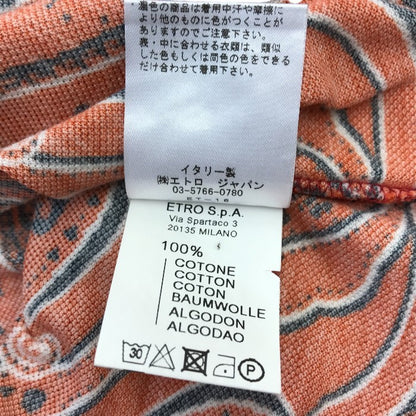 ETRO エトロ ポロシャツ メンズ 夏 半袖 コットン ペイズリー柄 レッド 2XLサイズ 141-11513-4049 中古 T1