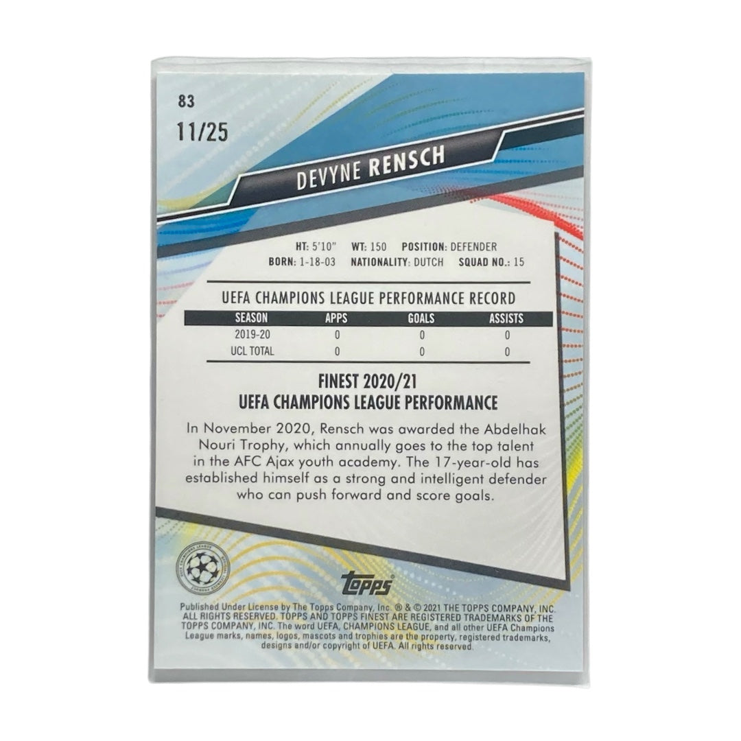 TOPPS サッカーカード FINEST DEVYNE RENSCH AJAX /25 #83 中古 IT2