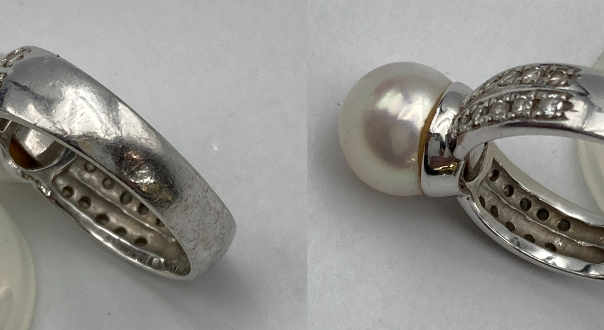 Pt900 パール9.0mm ダイヤ0.30ct リング 11号 中古 D4