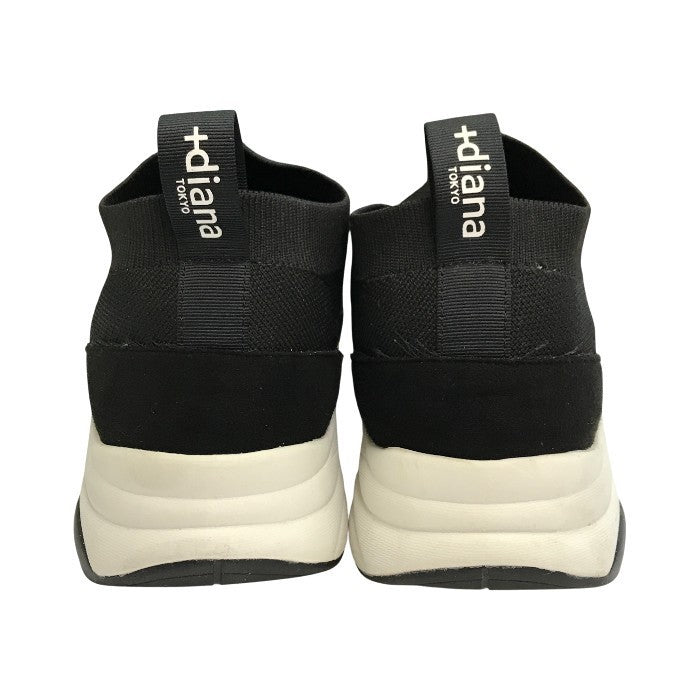 +diana プラスダイアナ ソックススニーカー レディース クリスタルバックル ミッドカット 撥水加工 ブラック/ホワイト 24.5cm IF44557 中古 T1