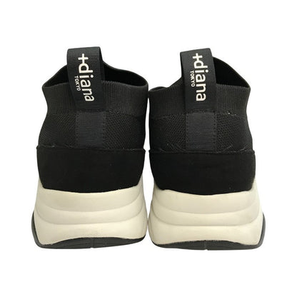 +diana プラスダイアナ ソックススニーカー レディース クリスタルバックル ミッドカット 撥水加工 ブラック/ホワイト 24.5cm IF44557 中古 T1