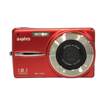 SANYO サンヨー デジタルカメラ レッド 手ぶれ補正 コンパクト スリム DSC-X1260-R 中古 T1