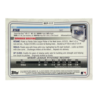 TOPPS MLBカード BOWMAN CHROME 1ST JOE RYAN TAMPA BAY RAYS #BCP-117 中古 IT2