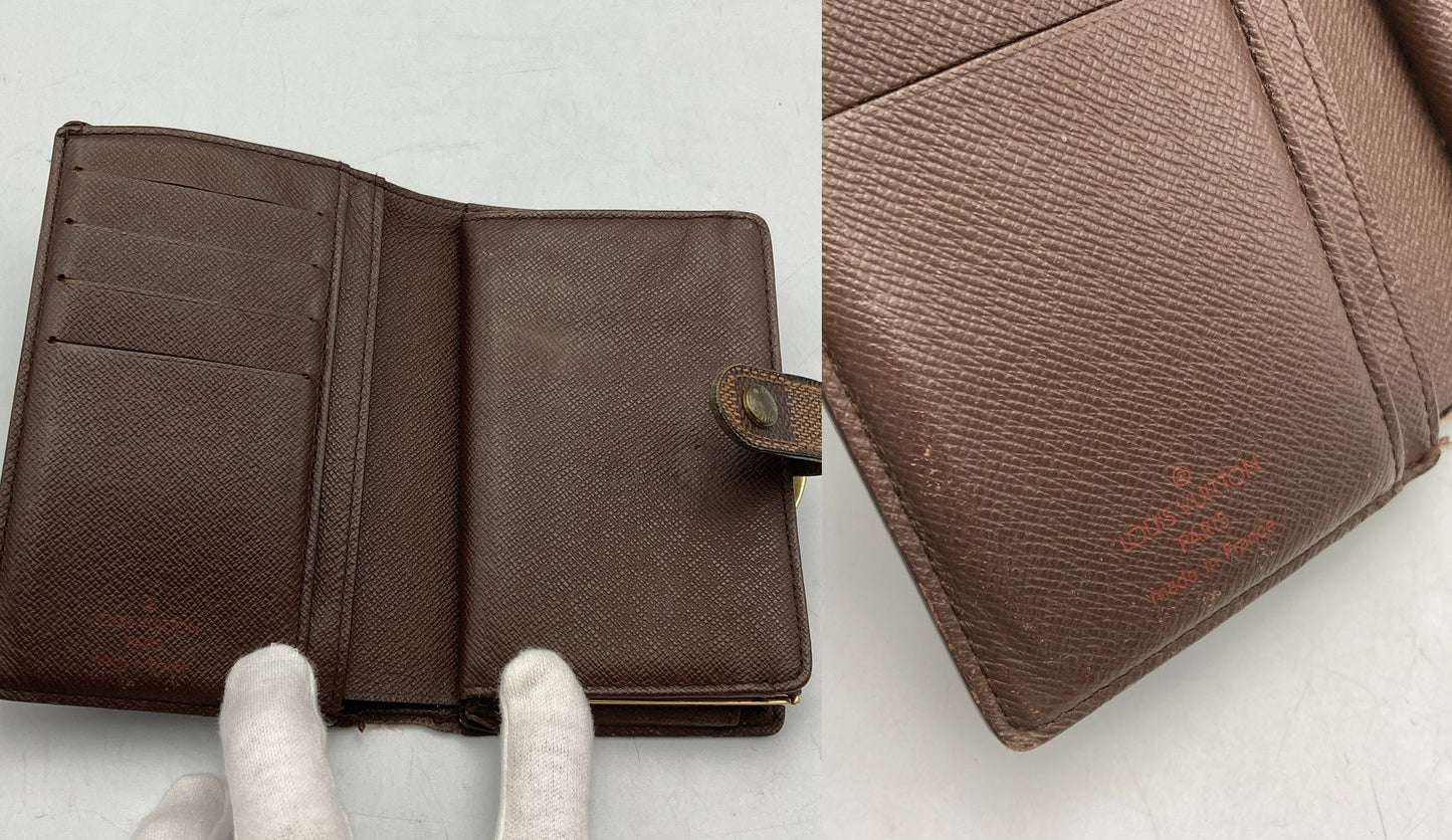 LOUIS VUITTON ルイヴィトン ダミエ エベヌ ポルトモネ・ビエ・ヴィエノワ 2つ折り がま口 財布  N61664 中古 D4