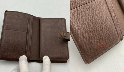 LOUIS VUITTON ルイヴィトン ダミエ エベヌ ポルトモネ・ビエ・ヴィエノワ 2つ折り がま口 財布  N61664 中古 D4