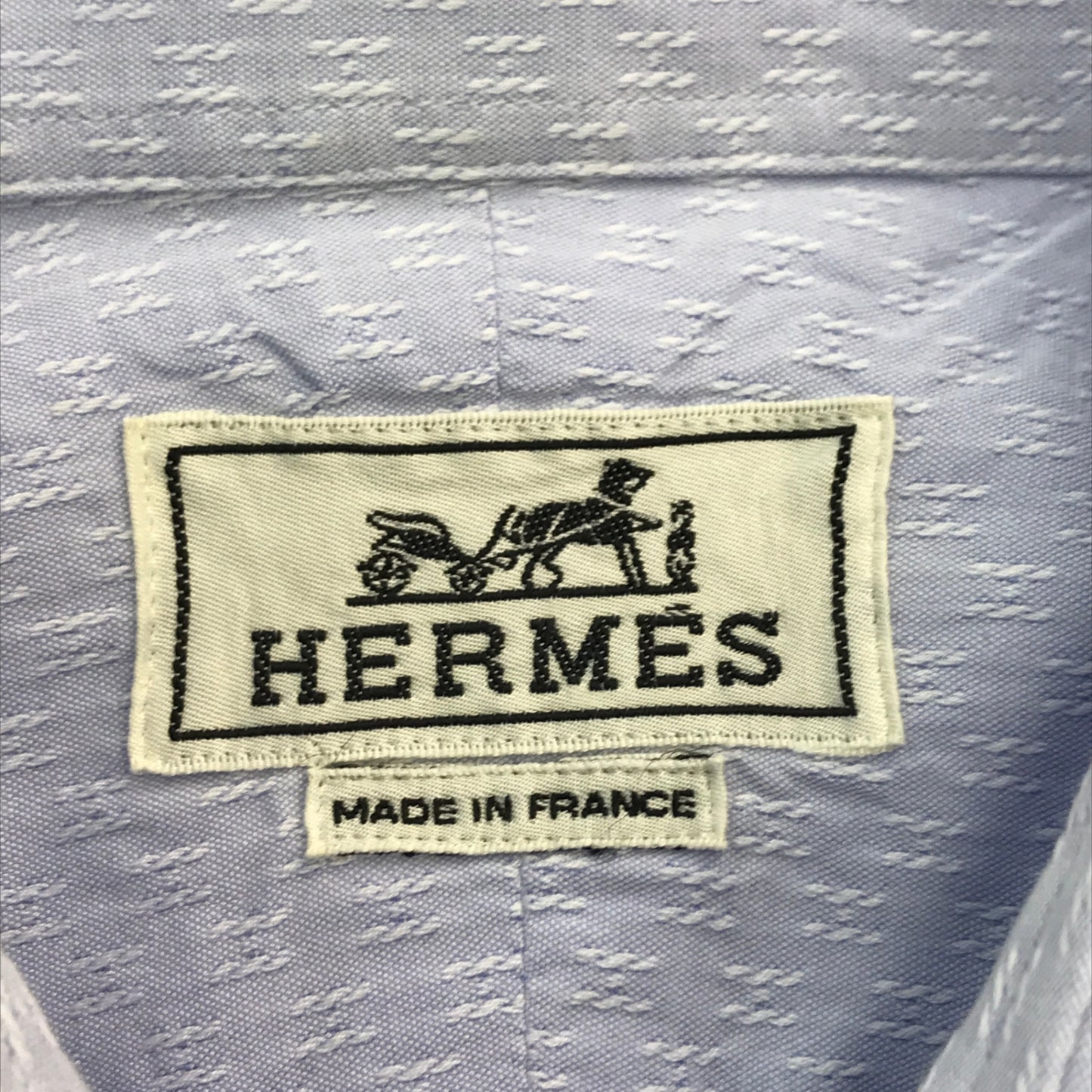 HERMES エルメス カジュアルシャツ メンズ コットン ワイシャツ H模様 セリエボタン ブルー系 39サイズ 中古 T1