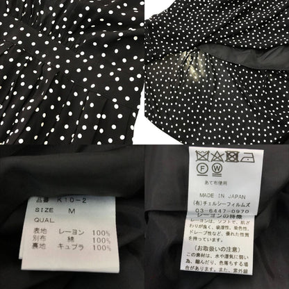 SINME シンメ マキシワンピース レディース レーヨン ドット柄 水玉 背中開き ロング 7分袖 ブラック Mサイズ K10-2 中古 T1