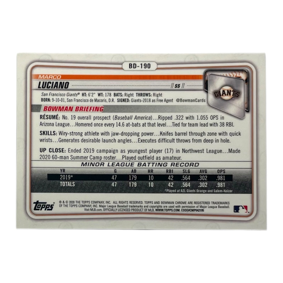 TOPPS MLBカード BOWMAN CHROME MARCO LUCIANO SAN FRANCISCO GIANTS /250 #BD-190 中古 IT2