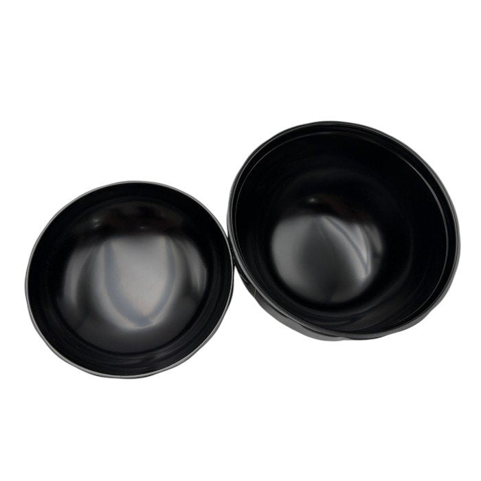 未使用品 表完堂 菊割吸物椀 黒 5客 和食器 汁椀 蓋付 セット 中古 W４