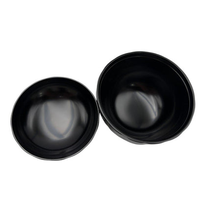 未使用品 表完堂 菊割吸物椀 黒 5客 和食器 汁椀 蓋付 セット 中古 W４